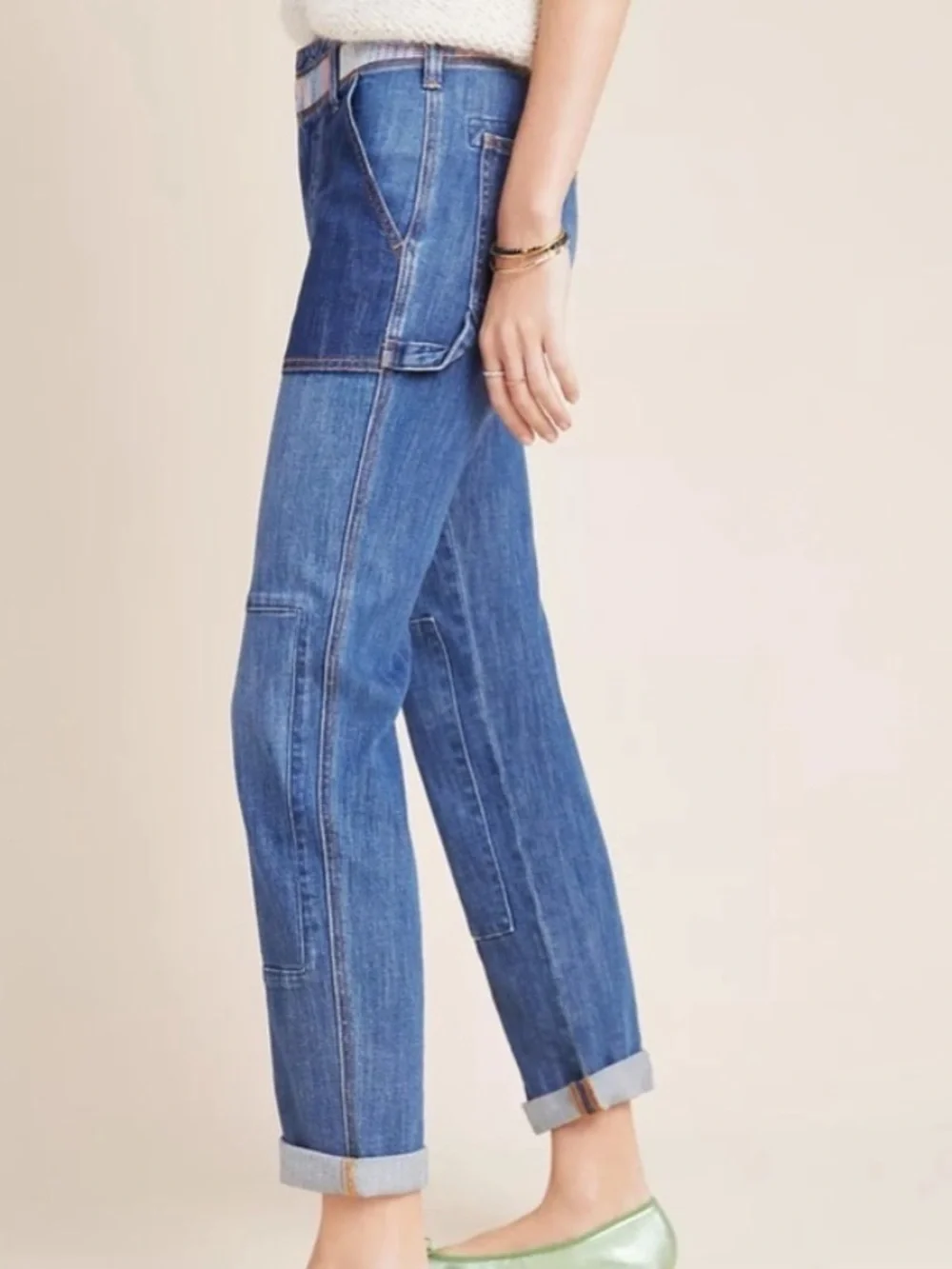 Anthropologie Blue Patchwork Boyfriend Jeans - Picture 4 of 15